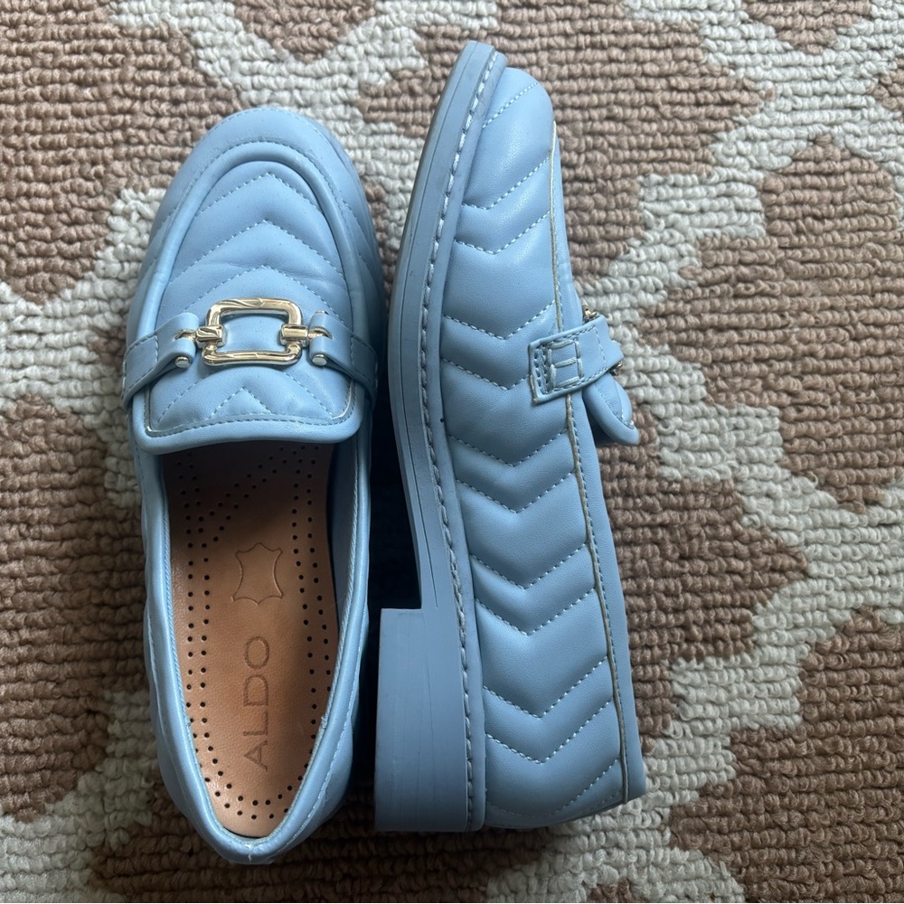 Aldo Light Blue Quilted Loafers